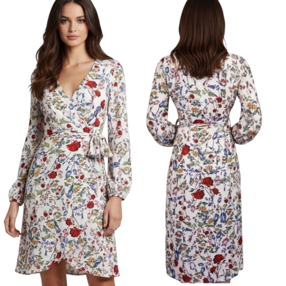 Chelsea28 Dresses & Skirts - CHELSEA 28 Floral Print Wrap Midi Dress - Size 4
